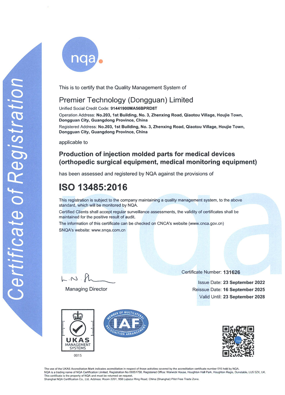 Medical Injection Moulded Components Production Licence